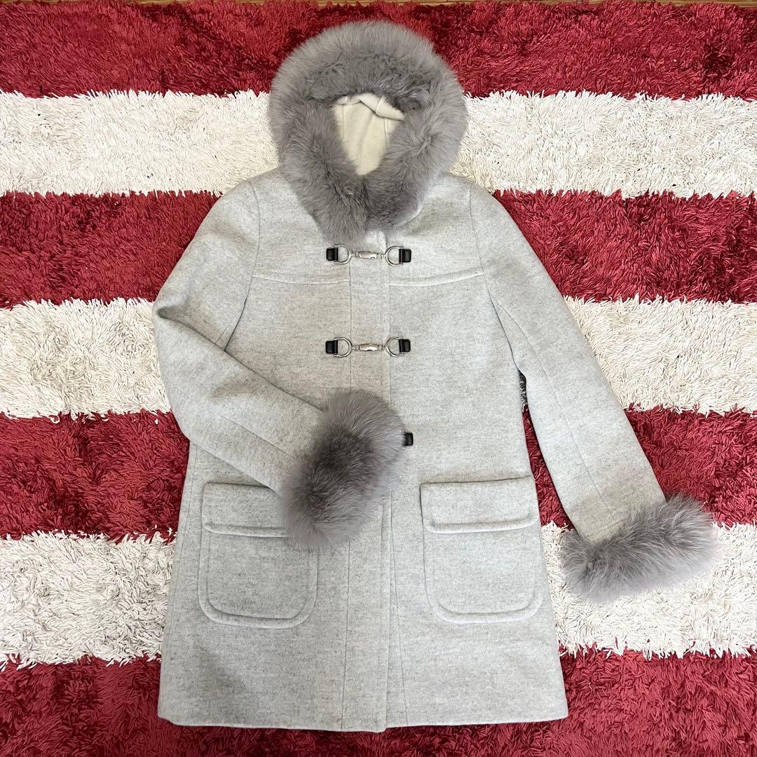 ジャスグリッティー ダッフルコート フォックス ファー 金具 牛革 ジャスグリッティー ダッフルコート フォックス ファー 金具 牛革