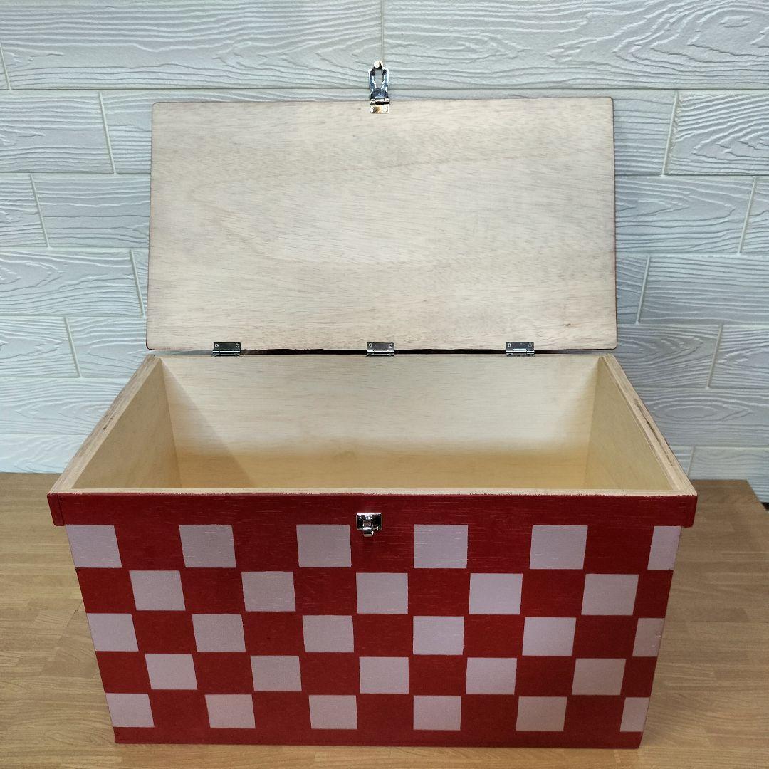 33*《収納BOX》 市松模様 宅配 おもちゃ箱 木箱 りんご箱 インテリア