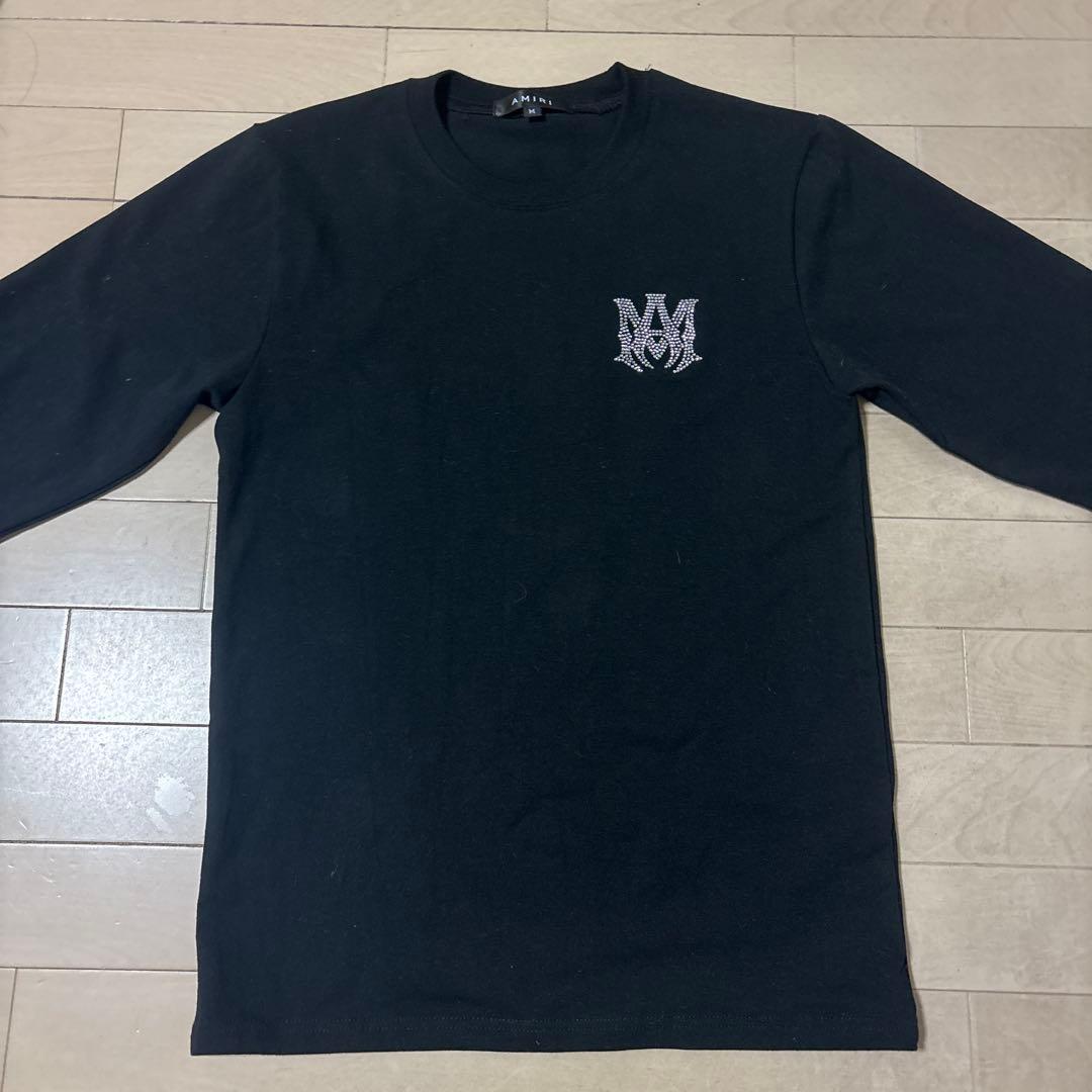 AMIRI ブラック 長袖トレーナー AMIRI（アミリ） フロントロゴ エンブロイ スウェット トレーナー 長袖