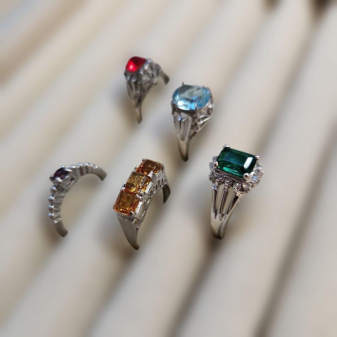 12〜15号 昭和レトロ 色ガラスリング5点まとめ売り - メルカリ