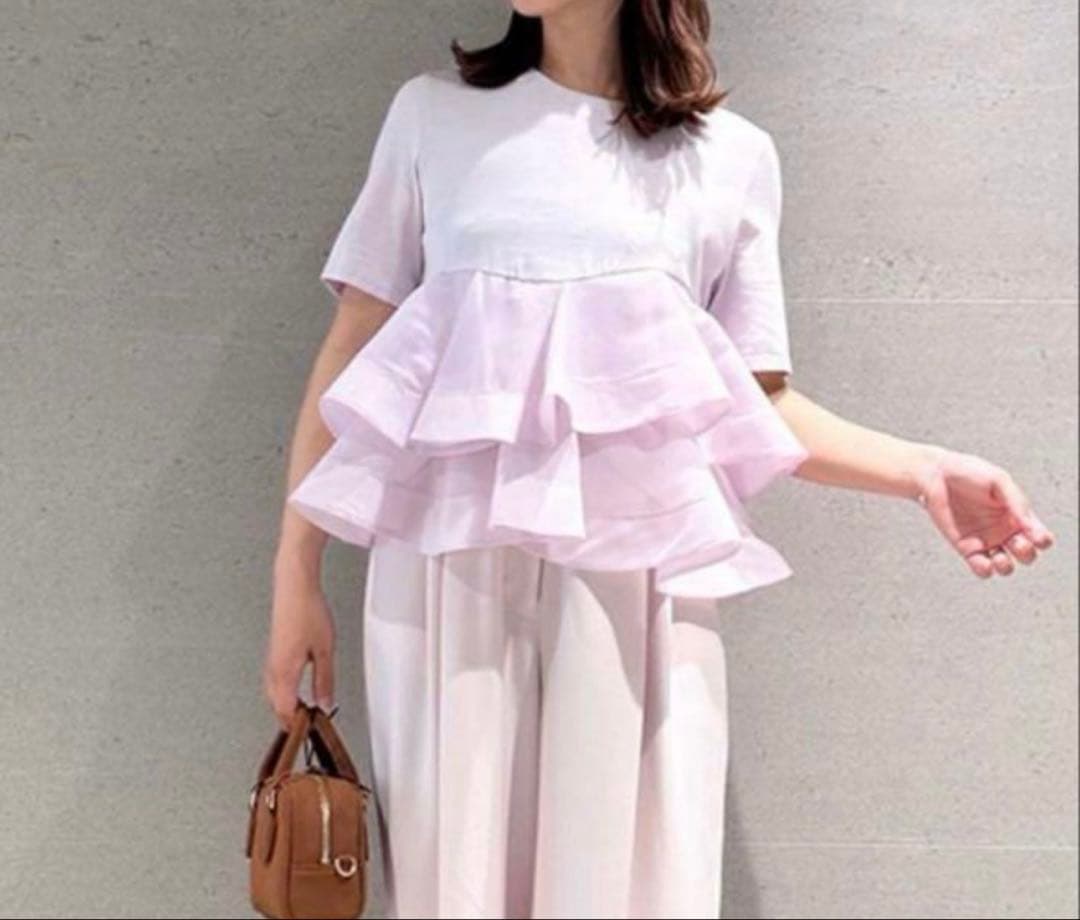 SNIDEL異素材ペプラムTシャツ ラベンダー