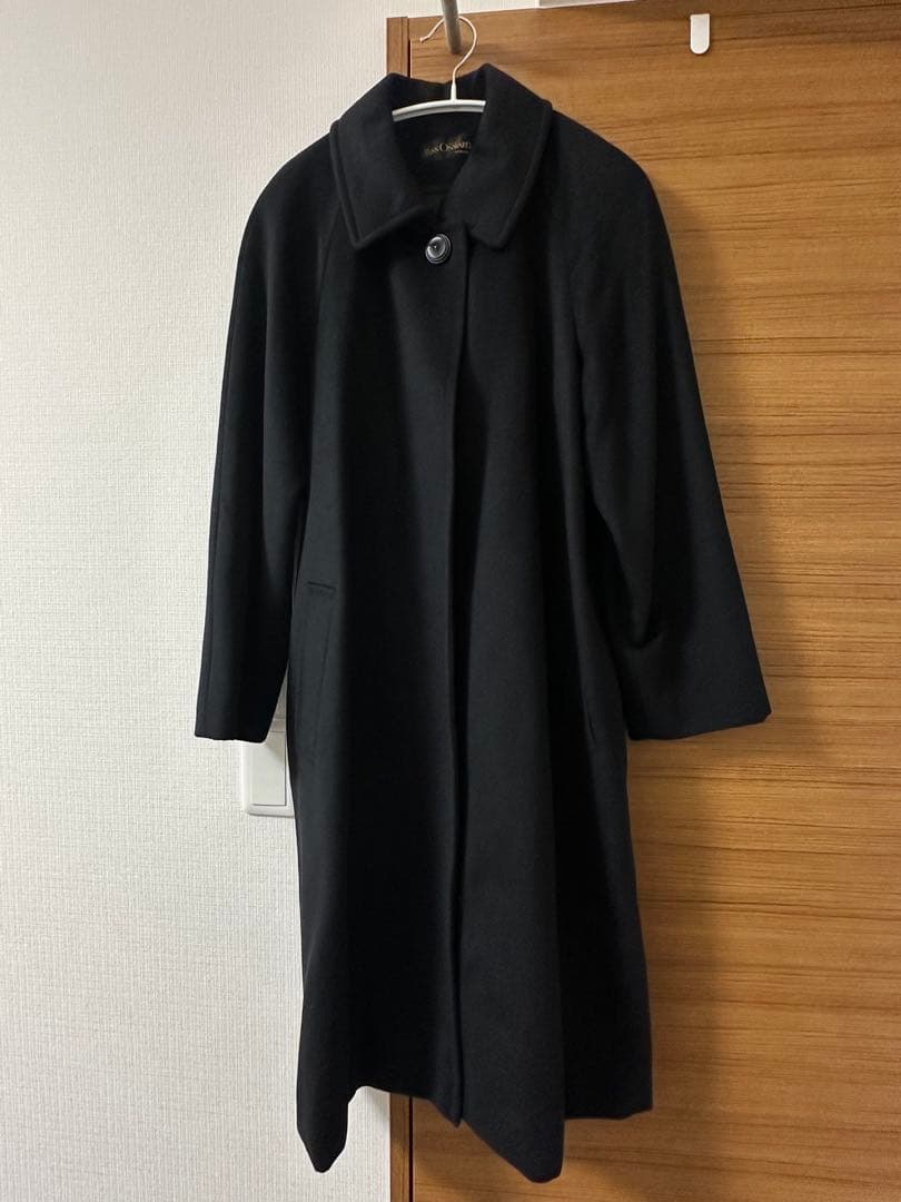 ミス オンワード カシミヤ100% ブラック 黒 ロングコート 比翼仕立て