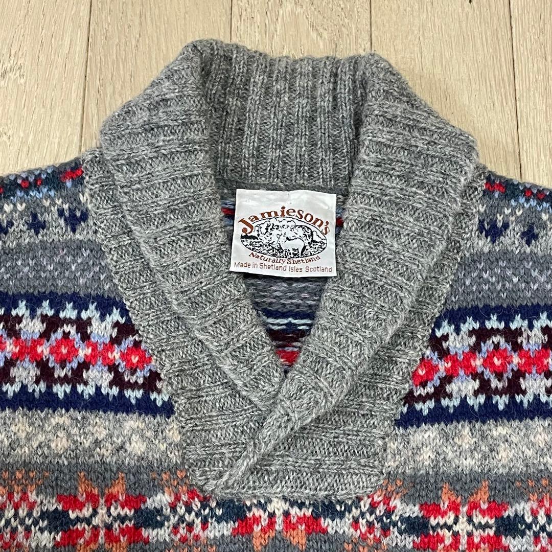 ジャミーソンズ シェトランドウール ニットベスト ショールカラー