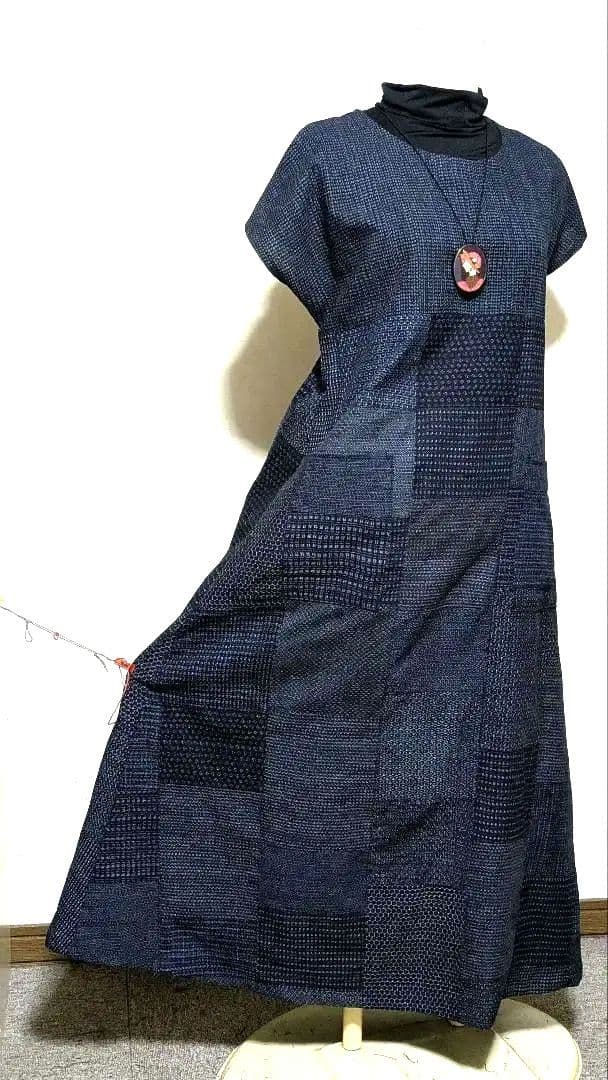 久留米絣 書生紬着物リメイクロングワンピース 207 - メルカリ