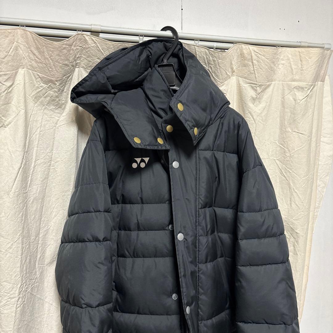 YONEX フード付きダウンロングジャケット ブラック - メルカリ