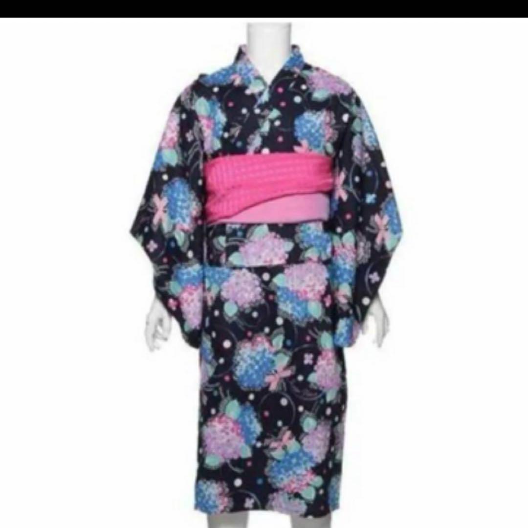 美品★メゾピアノ　浴衣　紫陽花柄　　150 mezzo piano Junior（メゾピアノ ジュニア） メゾピアノジュニア(mezzo