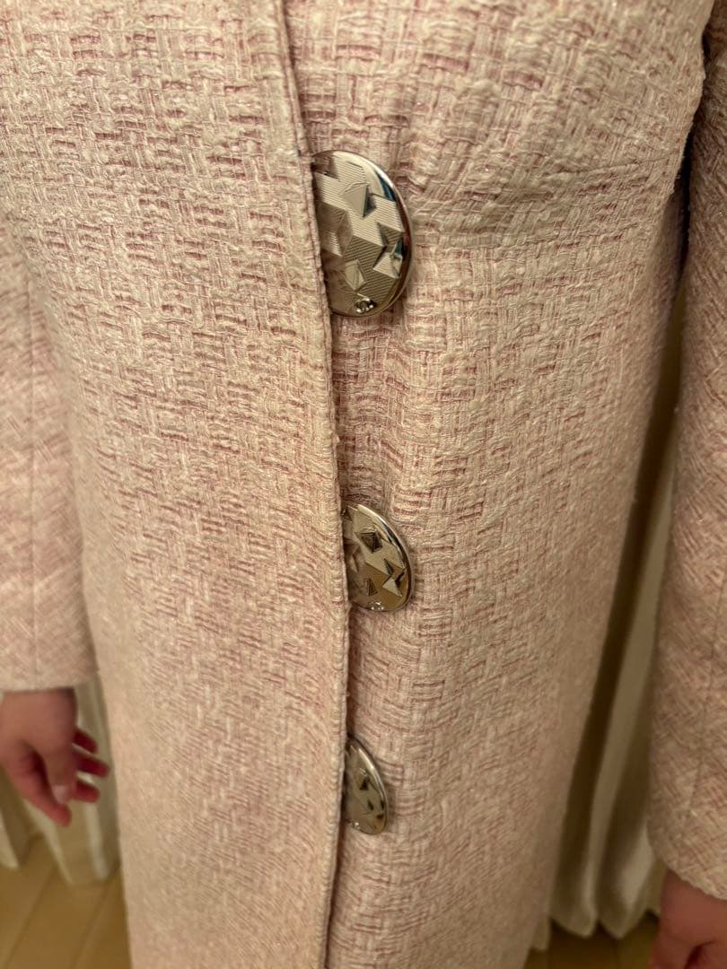 ピンク ツイード Vネック チェスター シャネルコート 34 - メルカリ