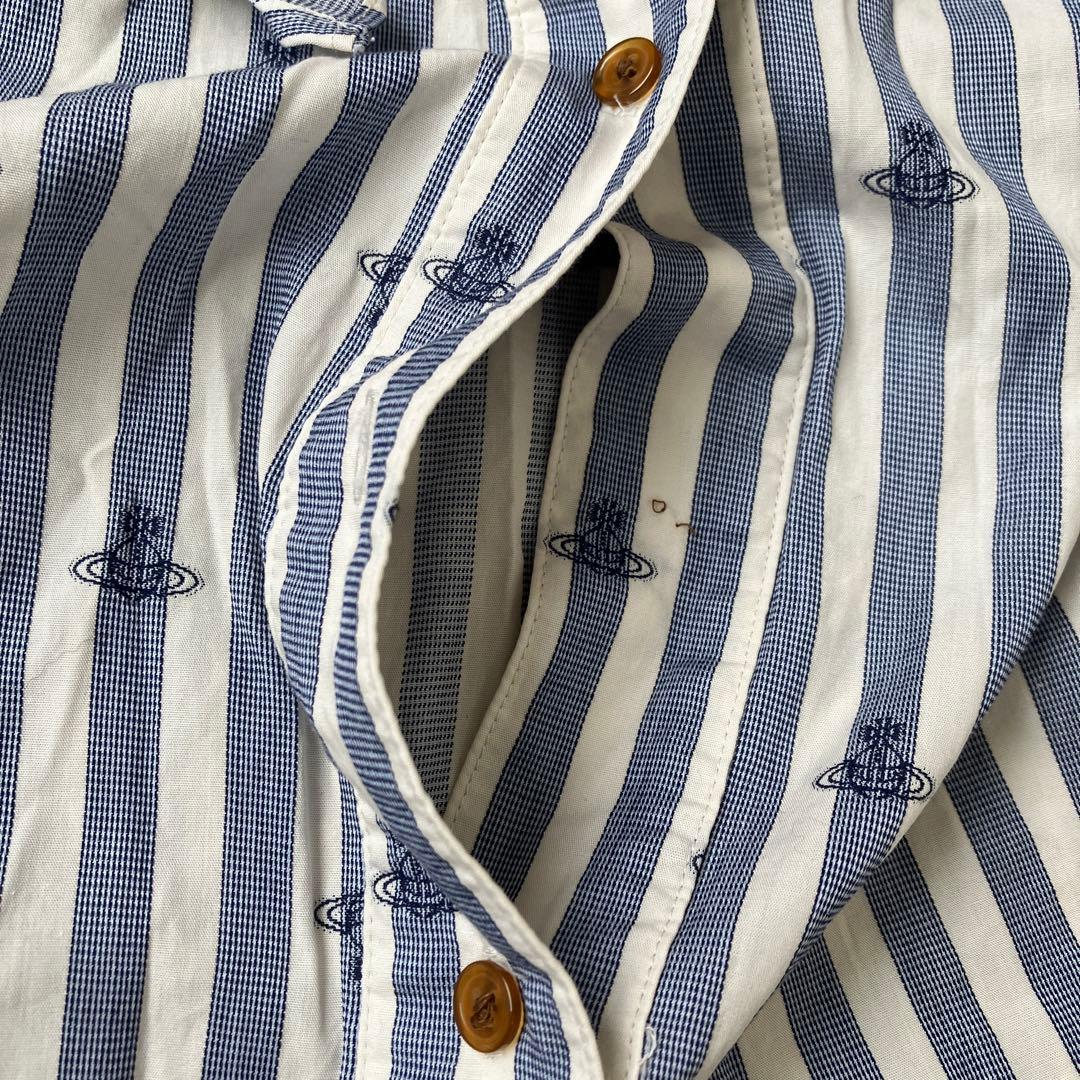 ヴィヴィアンウエストウッド ストライプ オーブロゴ ブラウス フリル