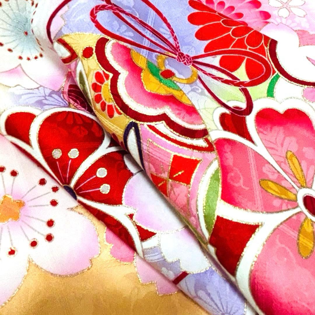 《新品》伝統色 杏色❗️正絹 刺繍入 お宮参り 京友禅多色ぼかし 産着/たとう紙付