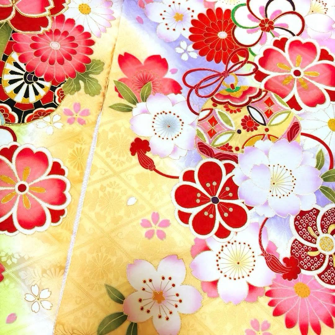 《新品》伝統色 杏色❗️正絹 刺繍入 お宮参り 京友禅多色ぼかし 産着/たとう紙付