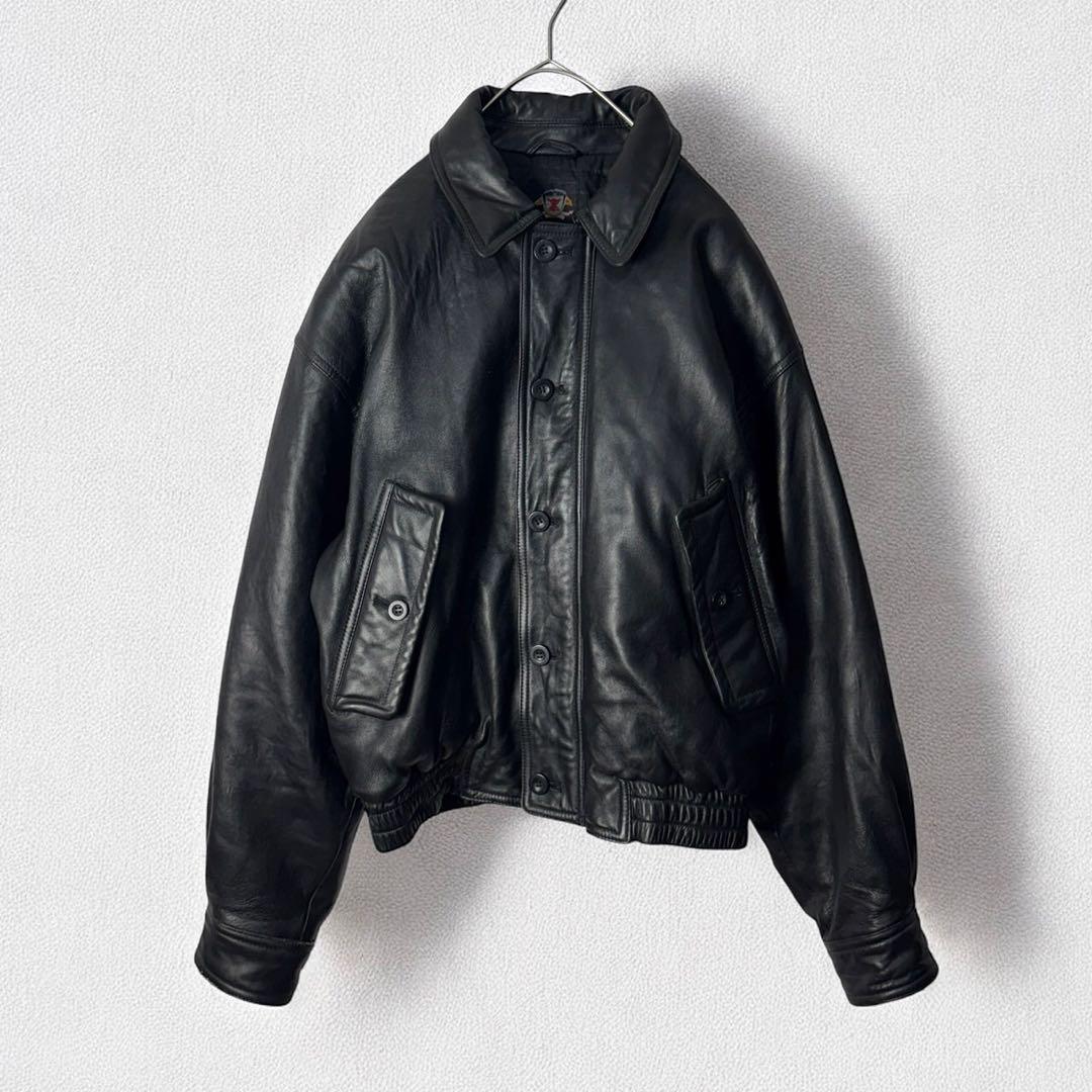 ixi:z イクシーズ レザージャケット ブルゾン 短丈 羊革 Lサイズ 古着
