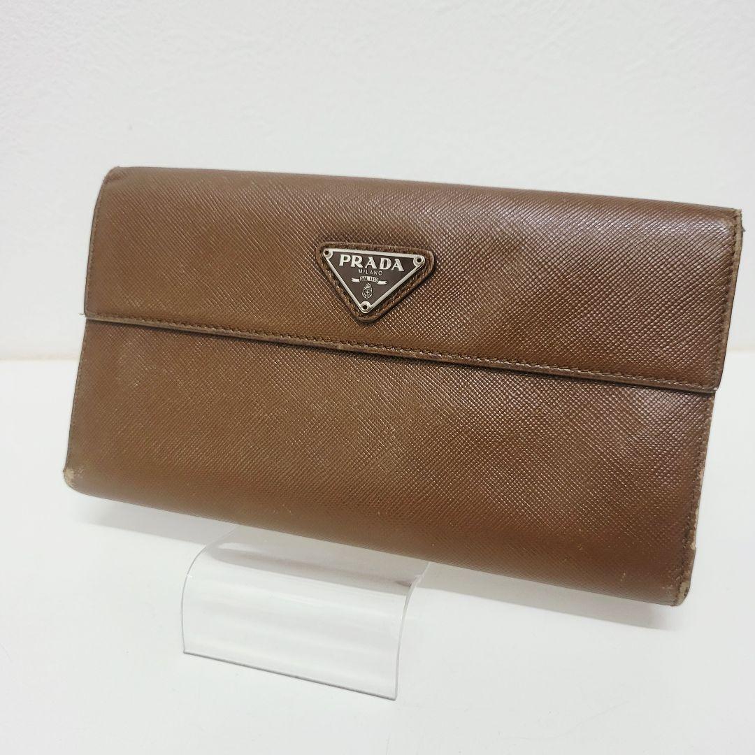 PRADA プラダ サフィアーノ 長財布 ブラウン 三角ロゴ - メルカリ