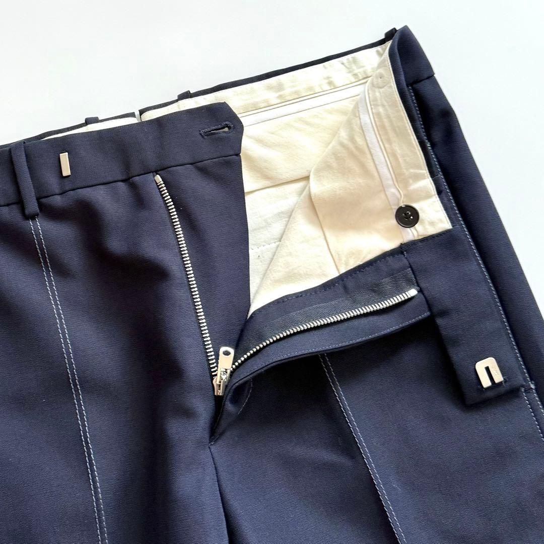 美品 OAMC スラックス ウールモヘヤ トラウザーズ ステッチ ネイビー