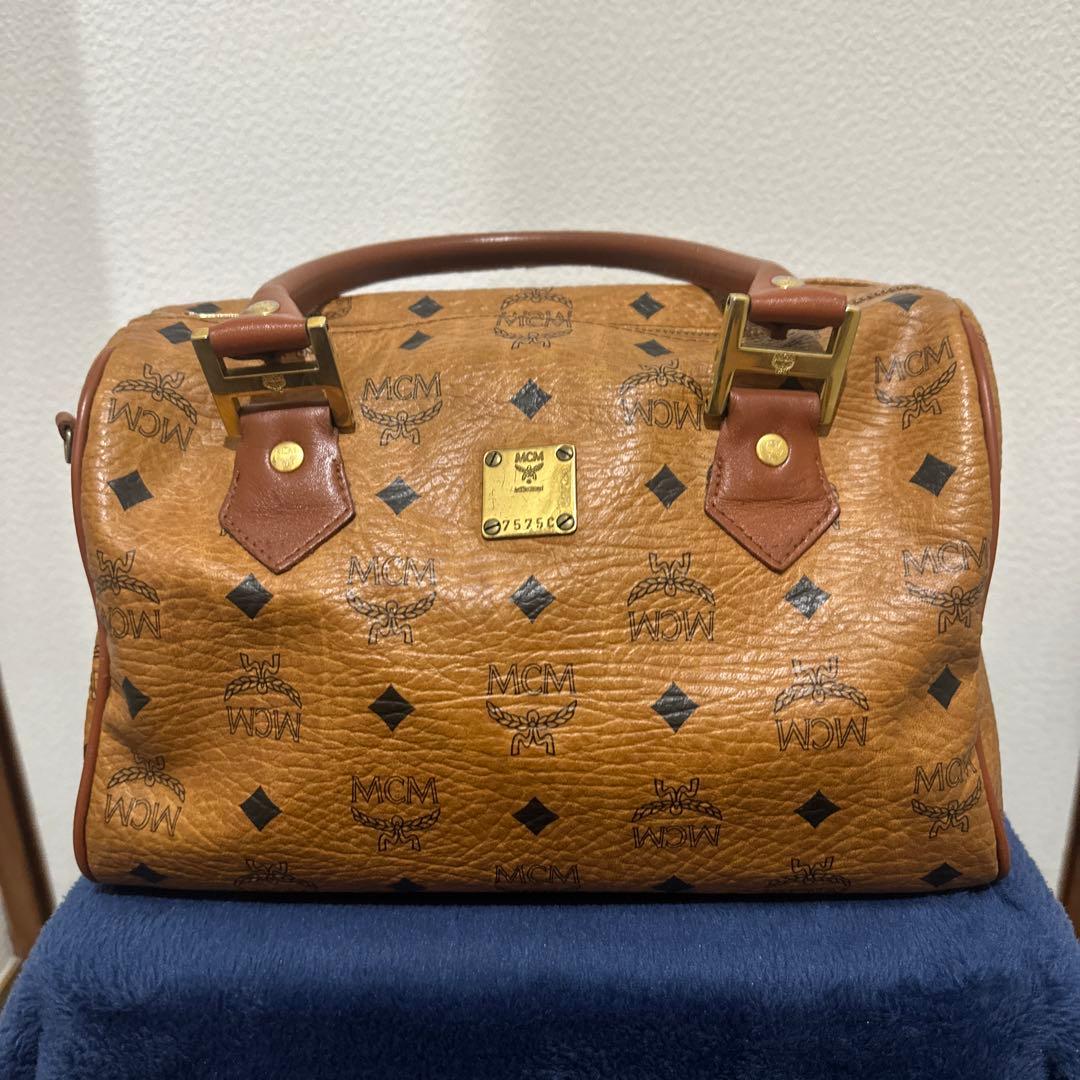 MCM ロゴプリント ボストンバッグ美品 - メルカリ