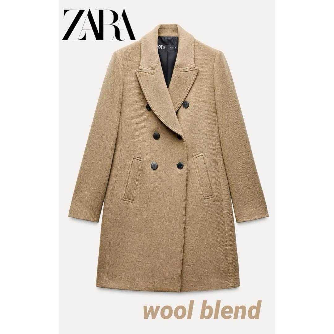 ZARA ウールブレンド ダブルブレスト コート S - メルカリ