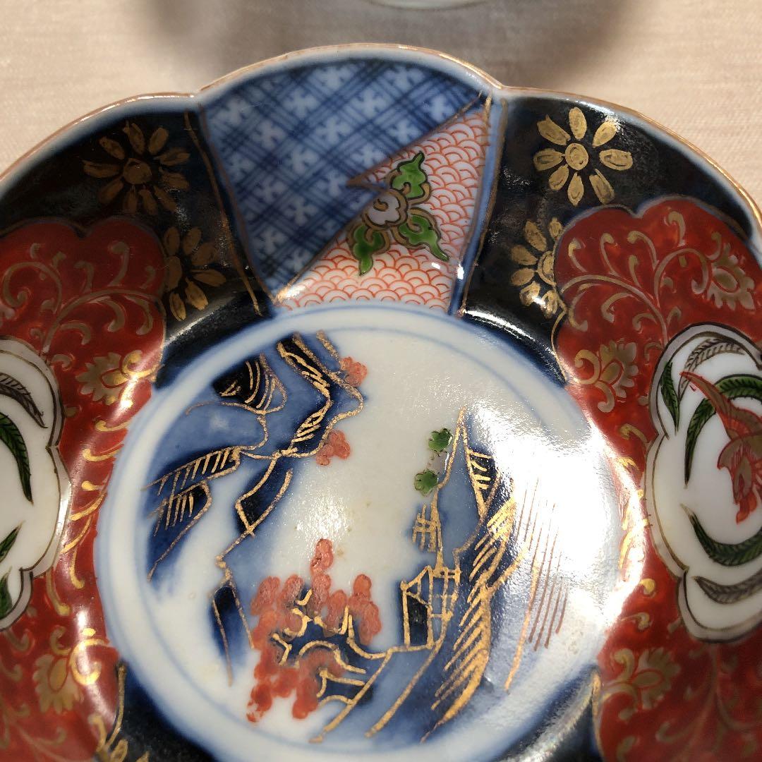 伊万里 アウトレット 上手向付け 明治期 6客 上手の古伊万里色絵舟形皿