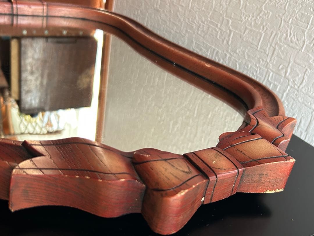 アンティーク ニッカ 壁掛け鏡 リボン ウォールミラー 昭和レトロ