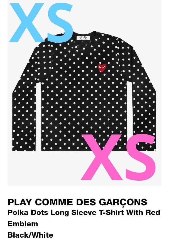 XS PLAY COMME DES GARÇONS ポルカドット長袖Tシャツ - メルカリ