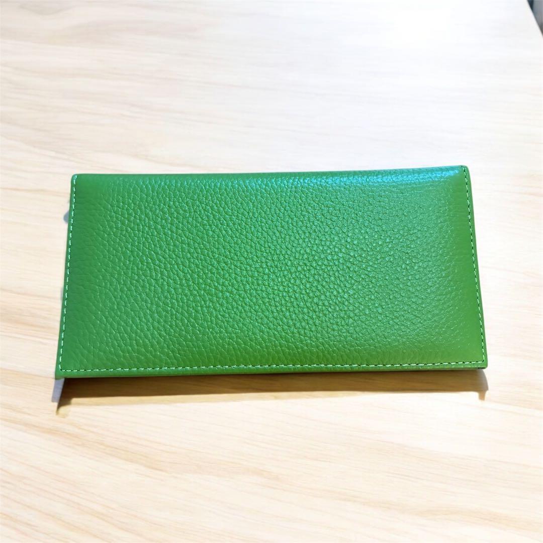 最終値下げ 皇居 長財布 東御苑 売店 限定 緑 色 本革 菊の御紋 新品