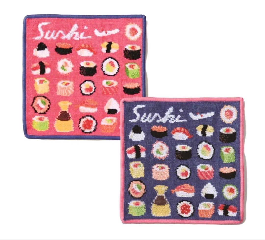 JAL限定国際線機内販売　フェイラーハンカチ お寿司柄ピンクとネイビーのセット 9月～10月JAL機内販売商品のお知らせ】国内線：伊勢丹 JALオリジナル