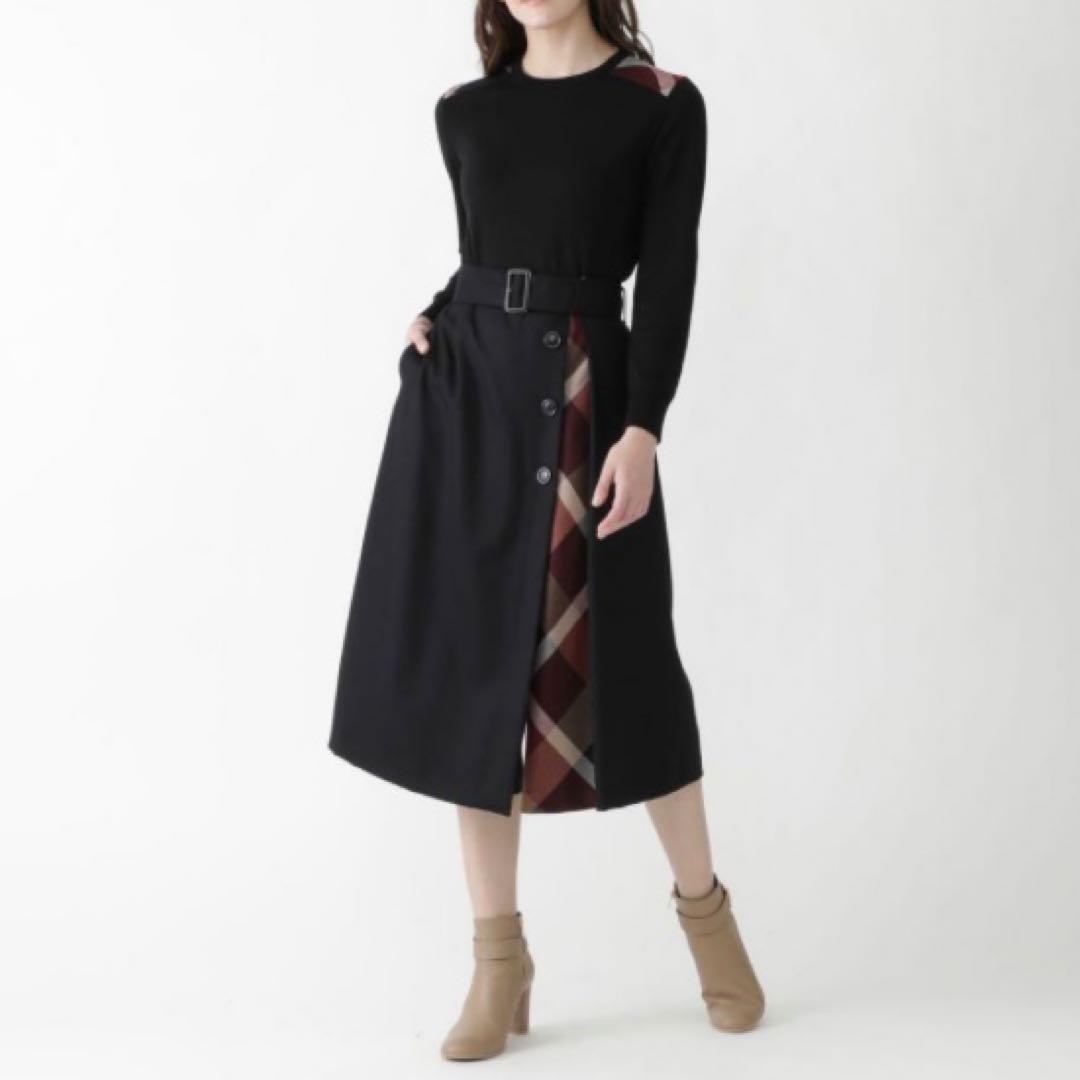 美品　ブルーレーベルクレストブリッジ　ソフトサキソニーガウチョパンツ　38 ハイウエストワイドパンツ（パンツ）｜BLUE LABEL CRESTBRIDGE(ブルー