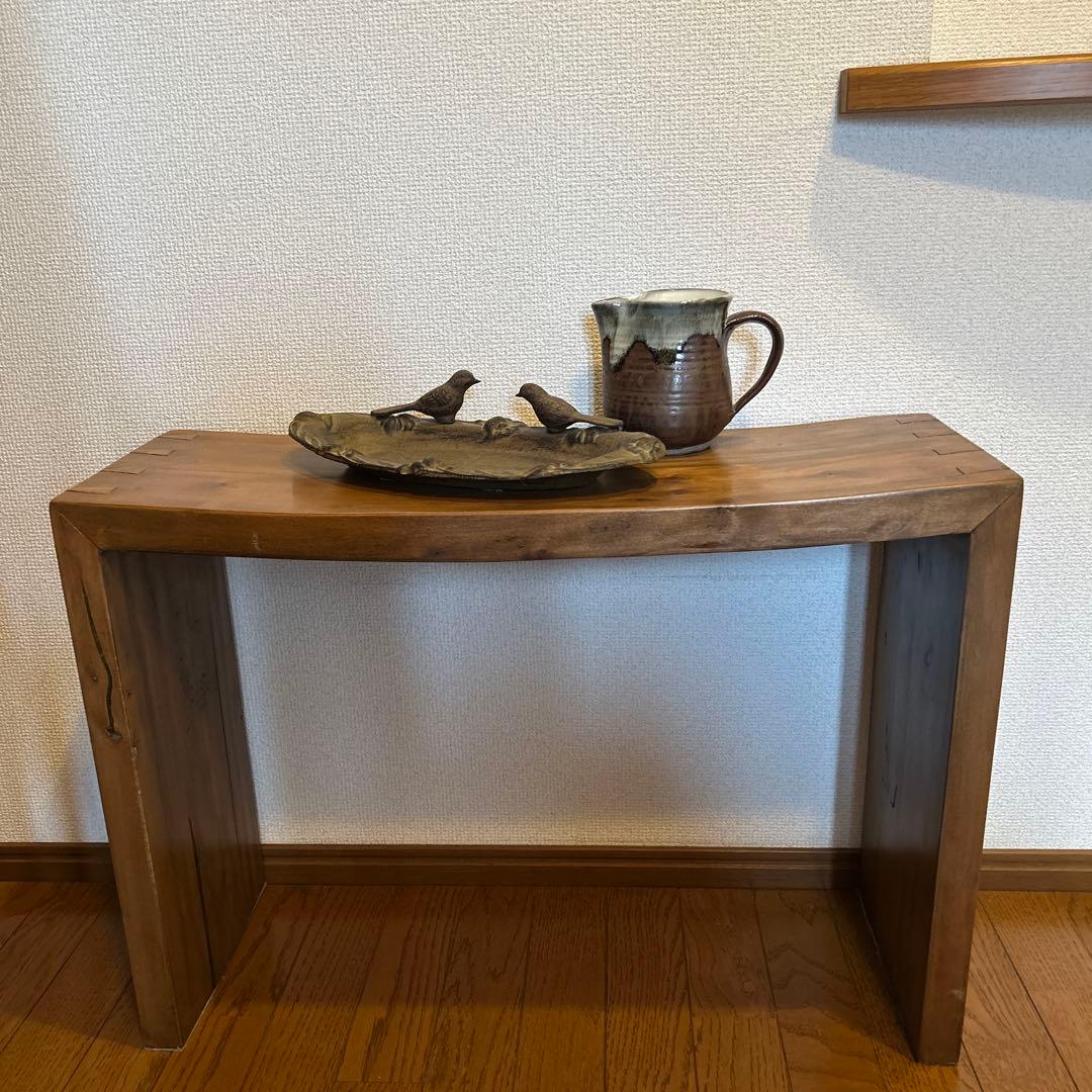 エントランスベンチ玄関フロア靴脱ぎ椅子手荷物一時置き曲木コンソール