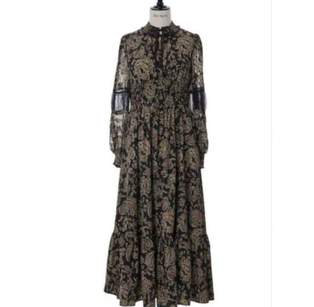 b*8様 Winter Floral Long-sleeve Dress　Мサイ Seta T Women's Spring Floral Dresses Long Sleeve Square Neck