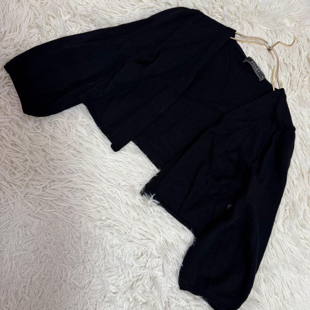 FOXEY ショート丈カーディガン ブラック 38 着回し キレイめ シンプル