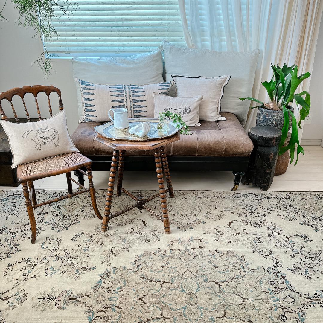 トルコヴィンテージラグ A76超大判 最高級 レア カイセリ グレージュ