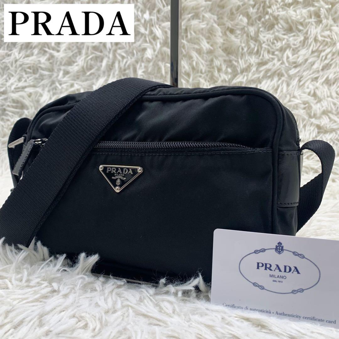 【✨極美品✨】プラダ カメラバッグ 三角ロゴ ナイロン レザー ブラック 美品 PRADA プラダ ショルダーバッグ 三角ロゴ プレートカメラバッグ