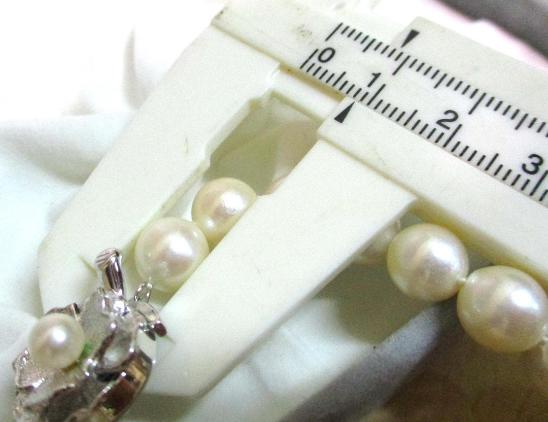 希少 ピンクホワイト あこや真珠 ネックレス 大珠 8.5mm 43cm 極美品