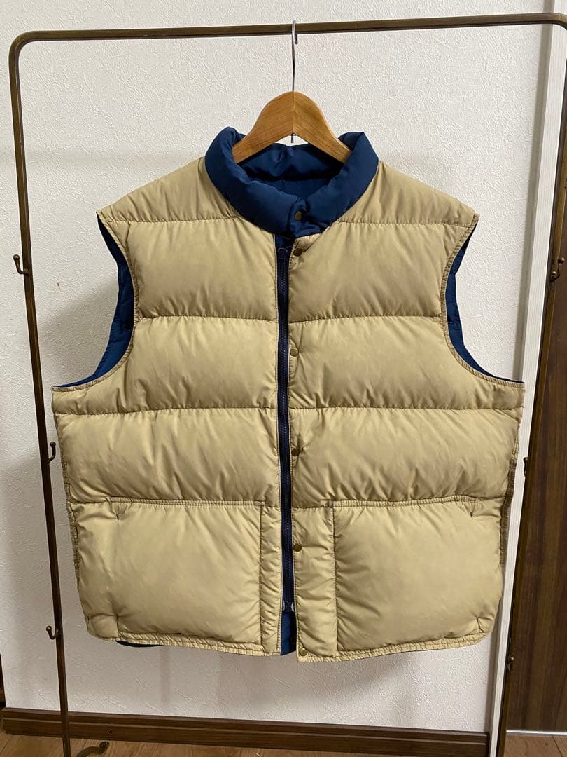 ウールリッチ ダウンベスト XL ネイビー ベージュ - メルカリ