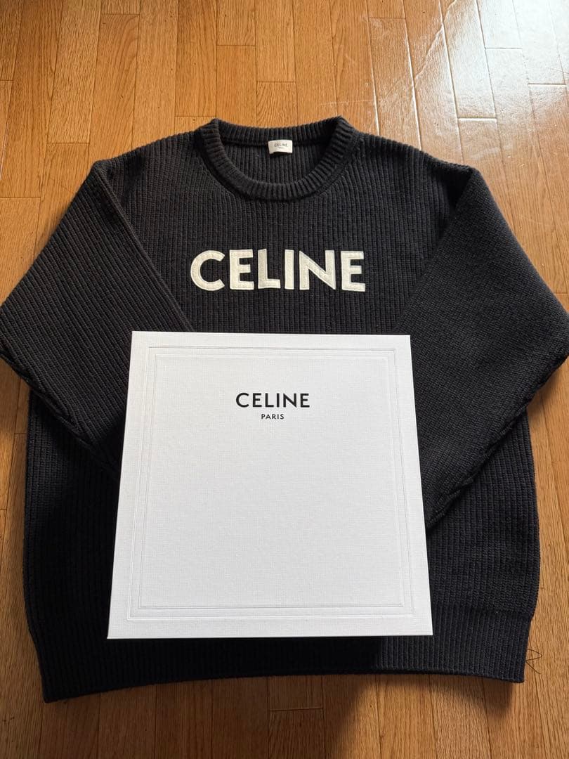 CELINE ブラック ロゴニット celine oversized sweater in ribbed wool - BLACK | CELINE
