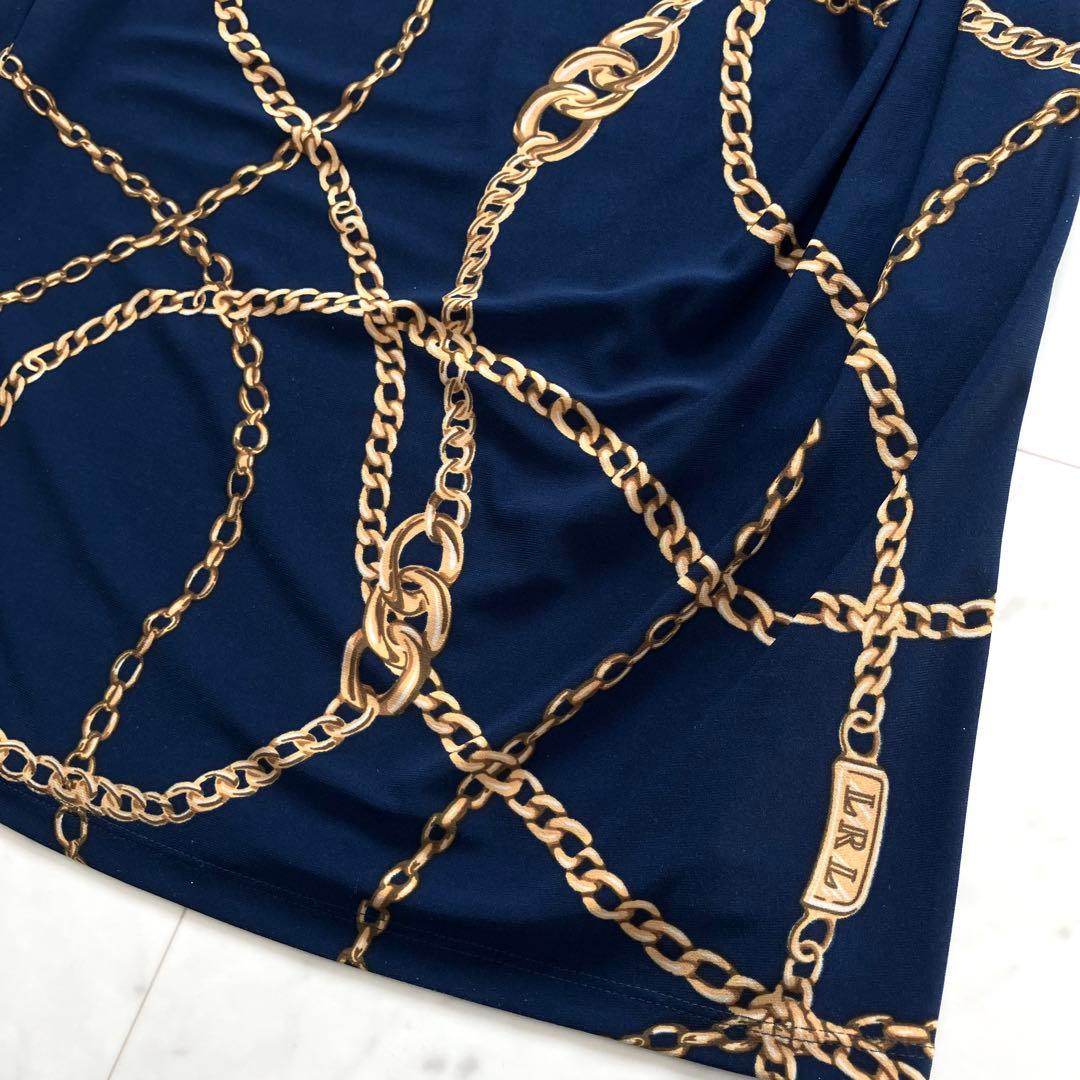 美品 ローレンラルフローレン ワンピース カシュクール ジャージー 鎖