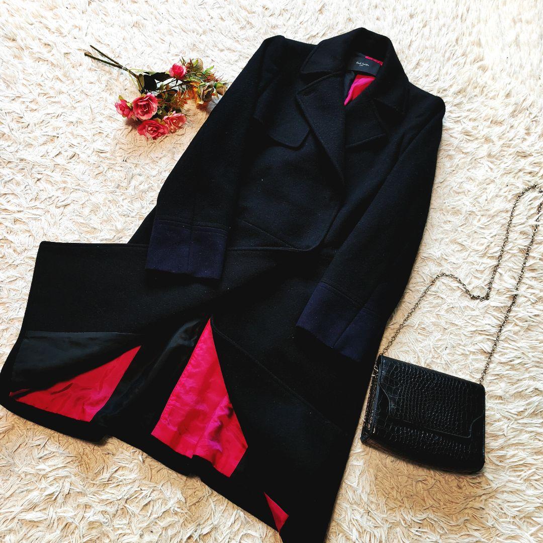 ポールスミス チェスターコート ダブルボタン ブラック バイカラー