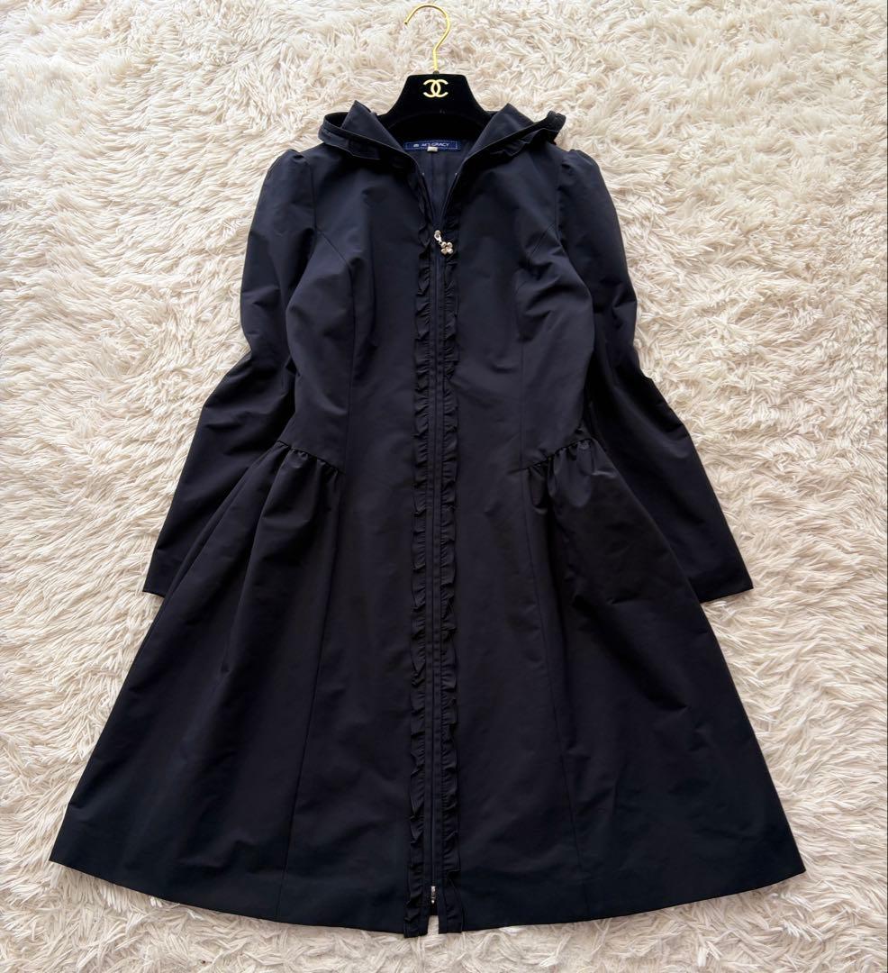 訳アリ格安✨】M'S GRACYスプリングコート フリル フード ナイロン 紺