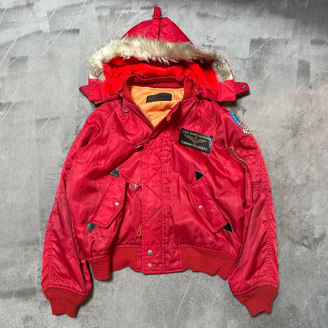 希少【N-2B】フライトジャケット ワッペン 赤 MA-1 短丈 n2b y2k