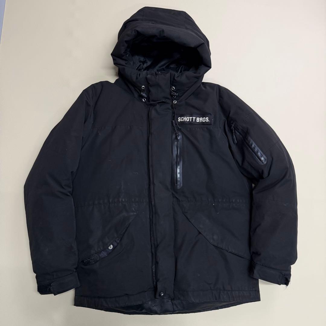 極上】SCHOTT Bros. ブラック ダウンジャケット 肉厚ショット - メルカリ