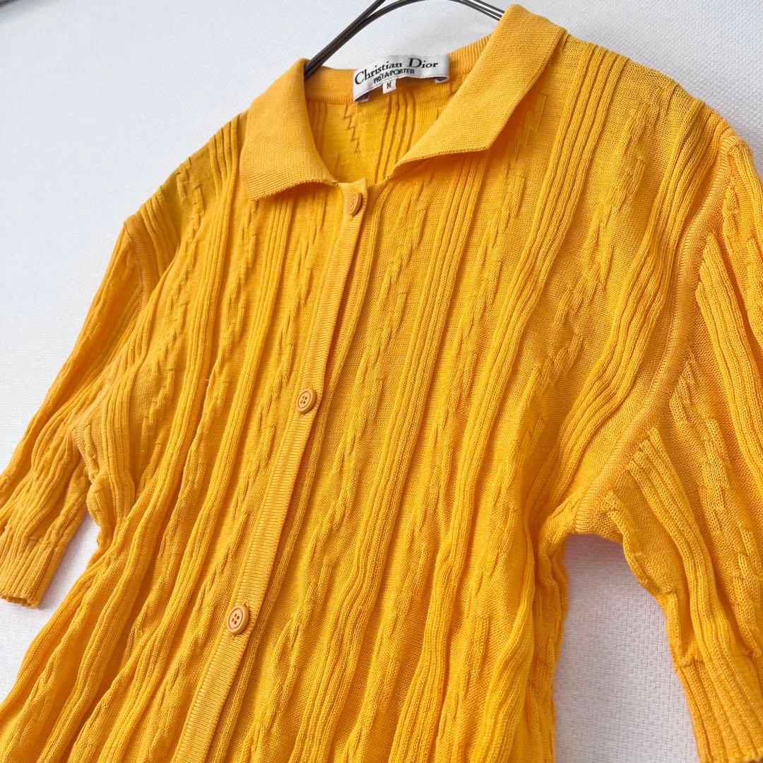 花様専用Diorディオールサマーニット前開きシャツリブニット橙色