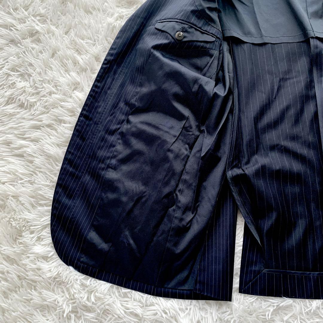 極美品】バーバリーロンドン 高級 シルク混 ストライプ スーツ L