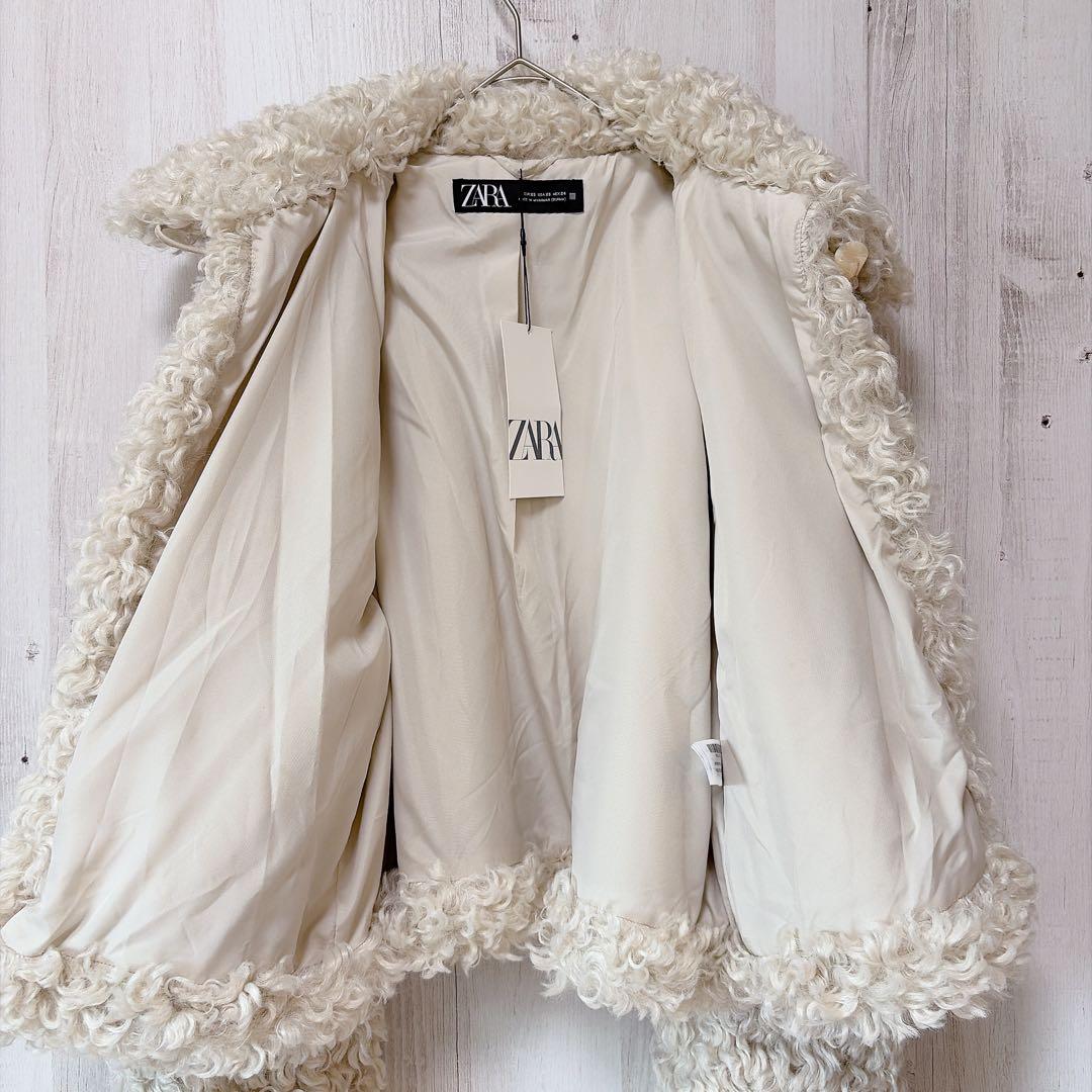 新品タグ付✨完売品 ZARA フェイクボアジャケット フロントトグル XS