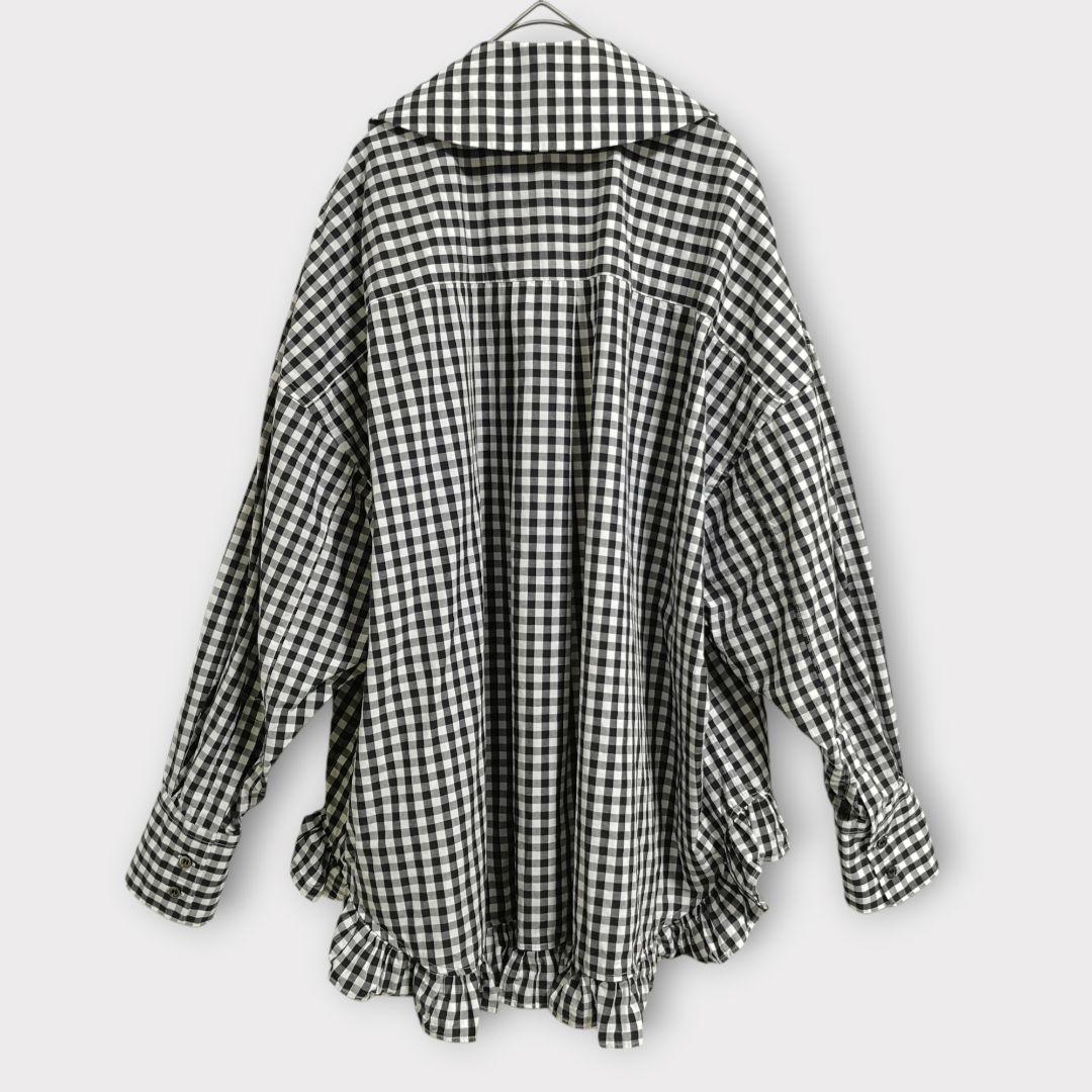 美品 コムデギャルソンガール ラウンドカラー フリル ギンガムチェック