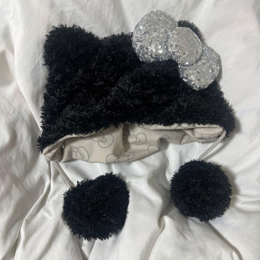 ハローキティ ユニバ キャップusj キティ ファンキャップ 黒 新作