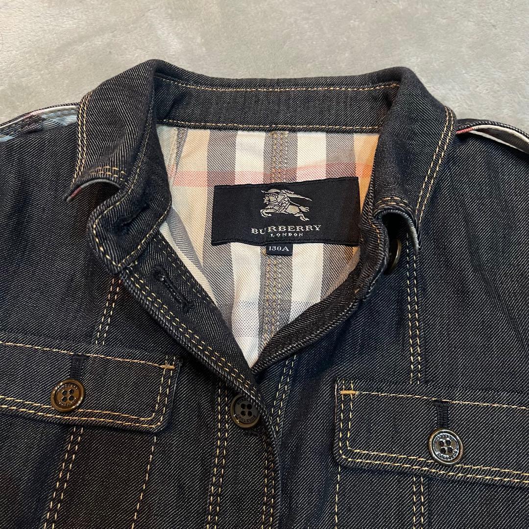 Burberry LONDON ペプラムダークブルー デニムジャケット - メルカリ