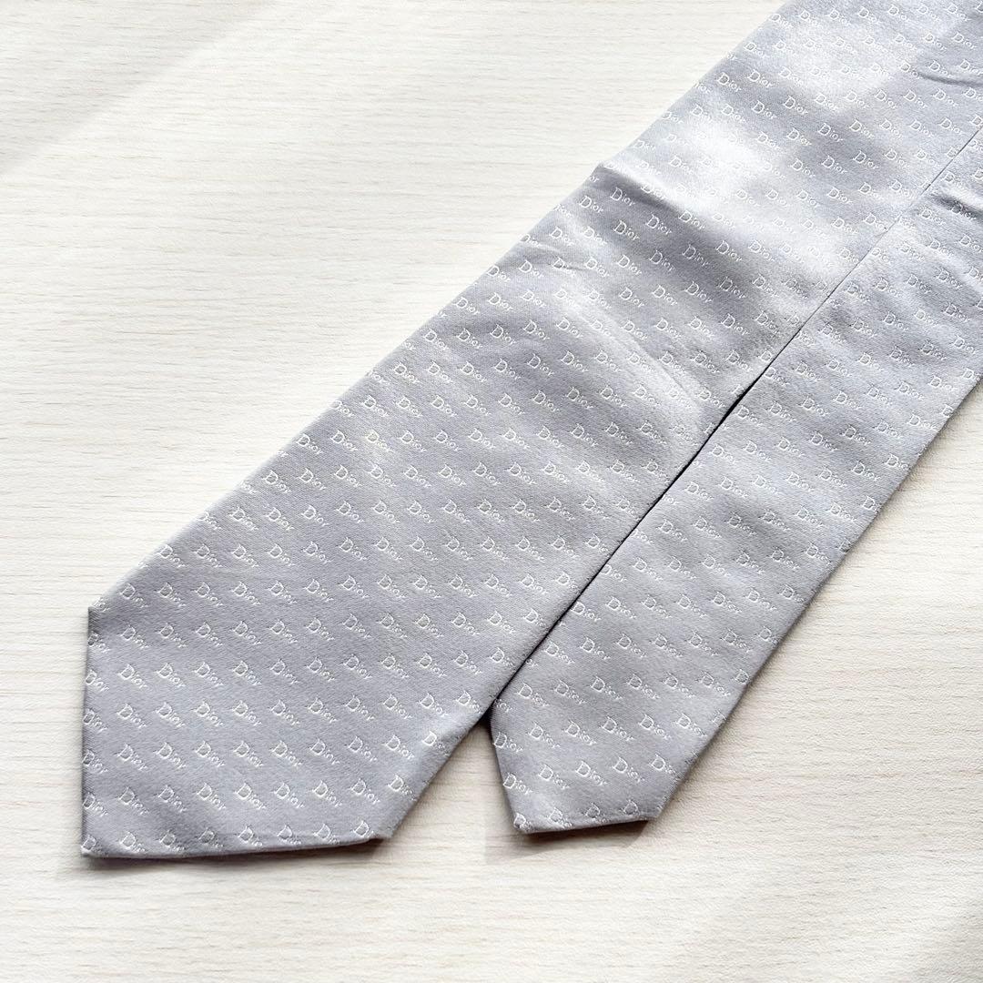 Dior homme ディオールオム ロゴ 総柄 グレー シルク ネクタイ