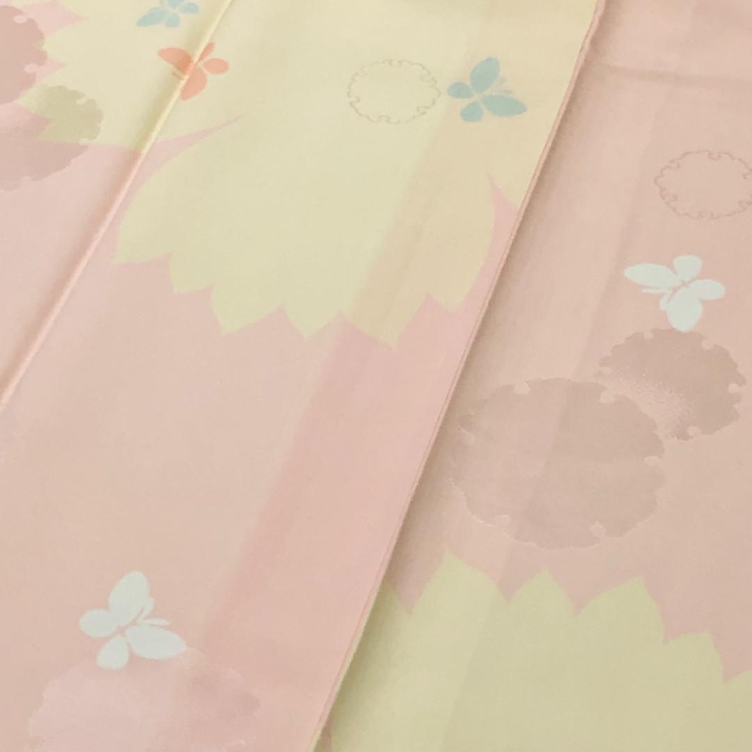 長襦袢 雪輪に蝶々 乙女色 半衿付 J-374 着物・浴衣