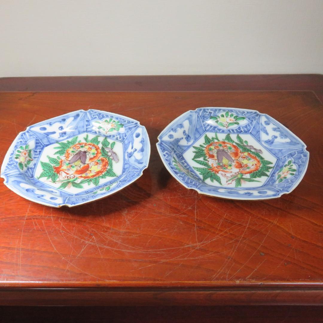 六角皿 2枚 色絵付 ザクロ セミ 染付 変形皿 蔵出し初荷 極美品 その2 波佐見焼 染付紅葉鹿絵 八角小皿 10.5cm 高山陶器の通販｜Studio1156