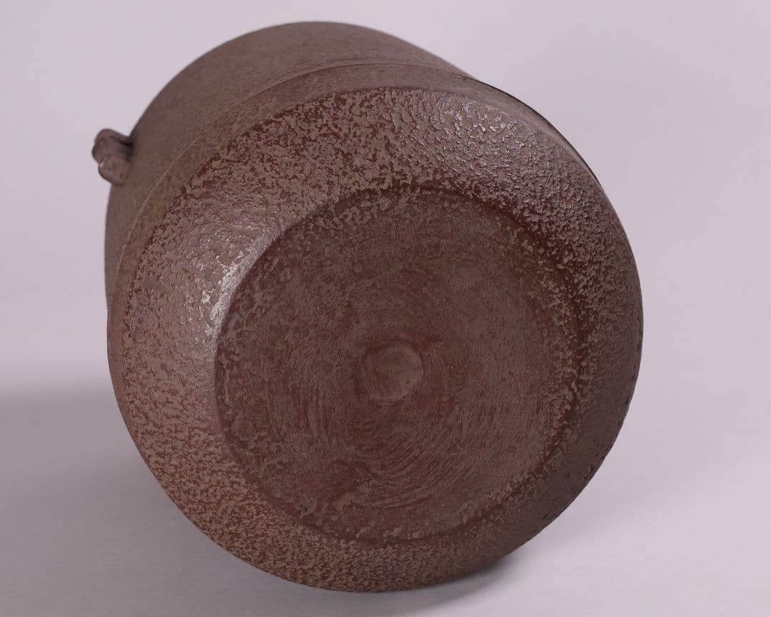 茶道具 釜師・佐藤清光 砂鉄 筒釜 共箱 風炉釜 吊釜 鉄釜【MA526