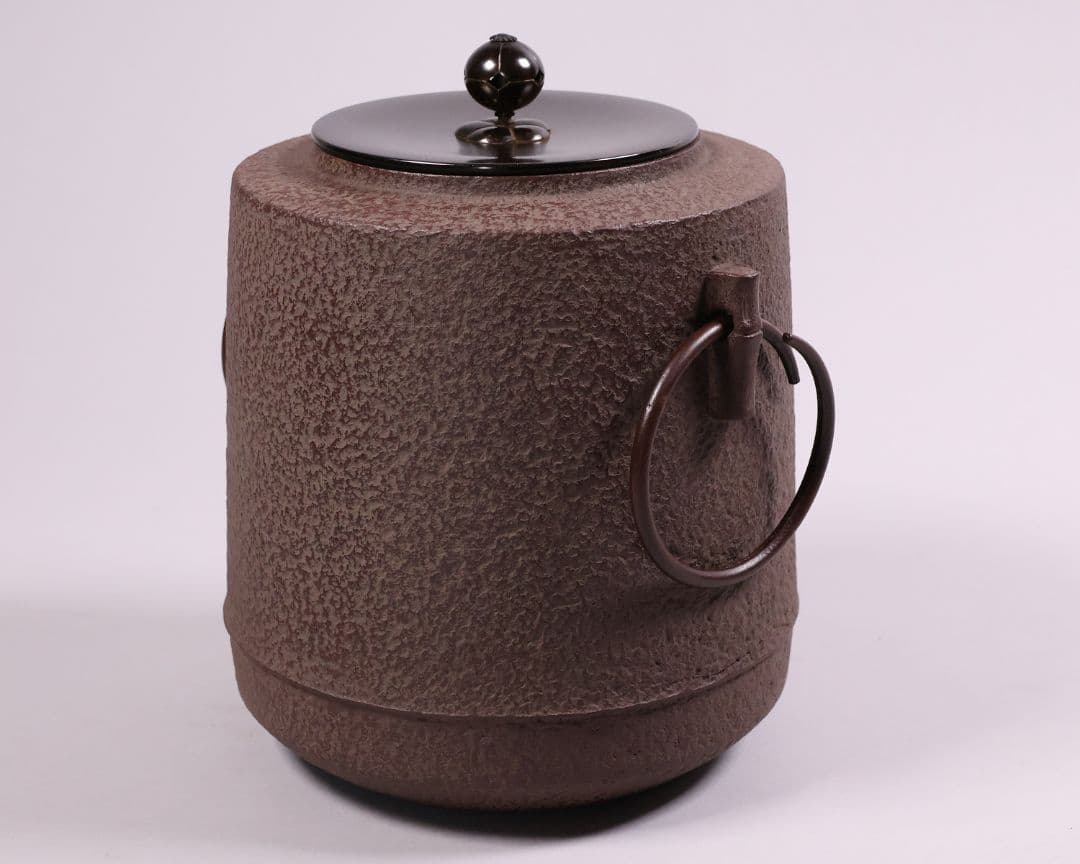 茶道具 釜師・佐藤清光 砂鉄 筒釜 共箱 風炉釜 吊釜 鉄釜【MA526