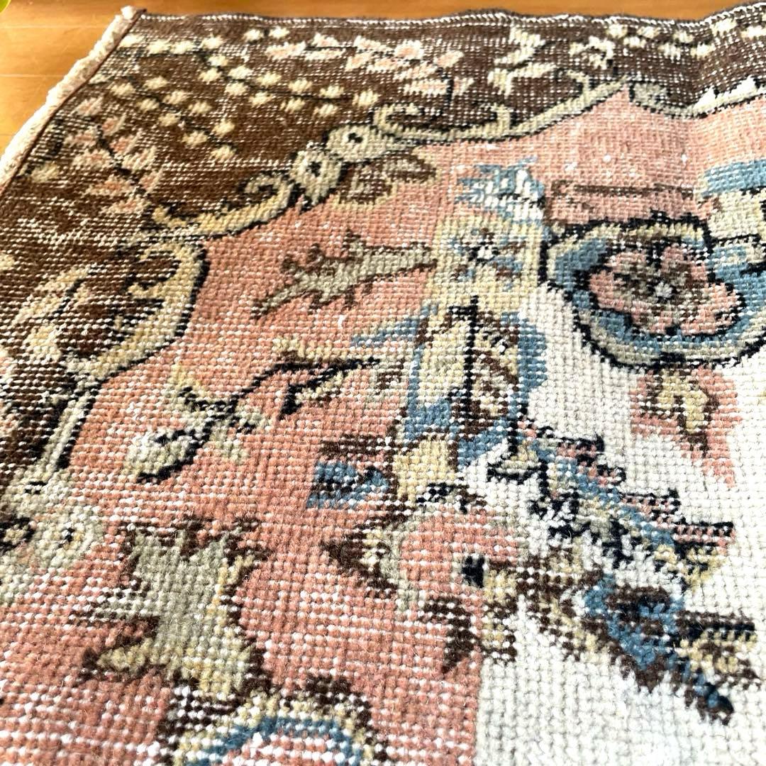 118×207 フローラルメダリオン スモーキーピンク トルコヴィンテージ